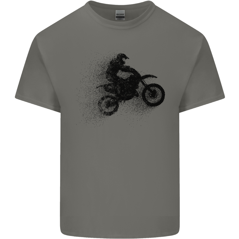 Abstract Motocross Rider Dirt Bike Mens Cotton T-Shirt Tee Top Charcoal