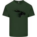 Abstract Motocross Rider Dirt Bike Mens Cotton T-Shirt Tee Top Forest Green