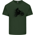 Abstract Motocross Rider Dirt Bike Mens Cotton T-Shirt Tee Top Forest Green