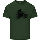Abstract Motocross Rider Dirt Bike Mens Cotton T-Shirt Tee Top Forest Green