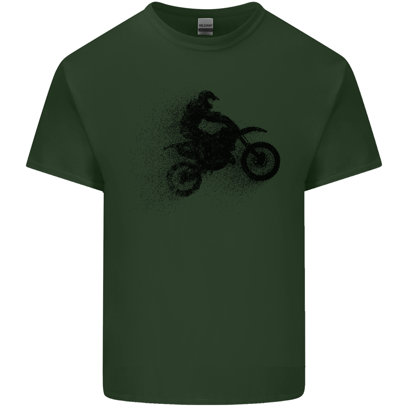 Abstract Motocross Rider Dirt Bike Mens Cotton T-Shirt Tee Top Forest Green