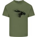 Abstract Motocross Rider Dirt Bike Mens Cotton T-Shirt Tee Top Military Green