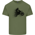 Abstract Motocross Rider Dirt Bike Mens Cotton T-Shirt Tee Top Military Green