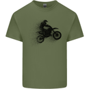 Abstract Motocross Rider Dirt Bike Mens Cotton T-Shirt Tee Top Military Green