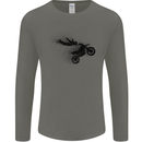 Abstract Motocross Rider Dirt Bike Mens Long Sleeve T-Shirt Charcoal