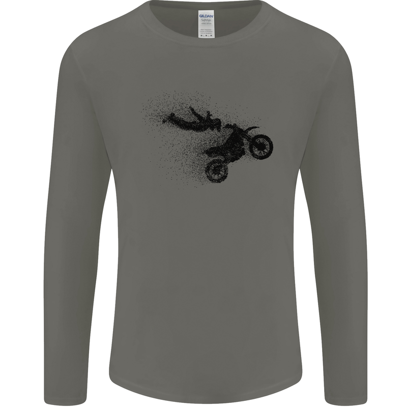 Abstract Motocross Rider Dirt Bike Mens Long Sleeve T-Shirt Charcoal