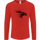 Abstract Motocross Rider Dirt Bike Mens Long Sleeve T-Shirt Red