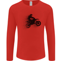 Abstract Motocross Rider Dirt Bike Mens Long Sleeve T-Shirt Red