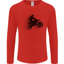Abstract Motocross Rider Dirt Bike Mens Long Sleeve T-Shirt Red