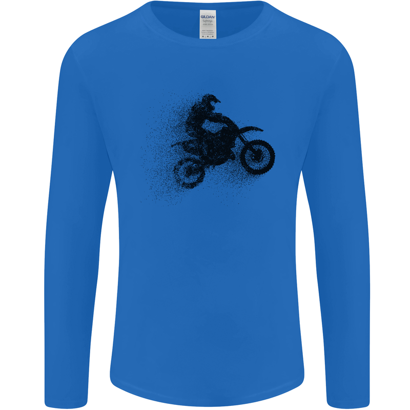 Abstract Motocross Rider Dirt Bike Mens Long Sleeve T-Shirt Royal Blue