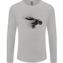 Abstract Motocross Rider Dirt Bike Mens Long Sleeve T-Shirt Sports Grey