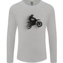 Abstract Motocross Rider Dirt Bike Mens Long Sleeve T-Shirt Sports Grey