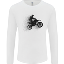 Abstract Motocross Rider Dirt Bike Mens Long Sleeve T-Shirt White