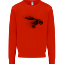 Abstract Motocross Rider Dirt Bike Mens Sweatshirt Jumper Bright Red
