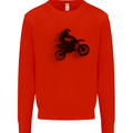 Abstract Motocross Rider Dirt Bike Mens Sweatshirt Jumper Bright Red