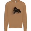 Abstract Motocross Rider Dirt Bike Mens Sweatshirt Jumper Caramel Latte