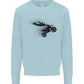 Abstract Motocross Rider Dirt Bike Mens Sweatshirt Jumper Light Blue