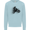 Abstract Motocross Rider Dirt Bike Mens Sweatshirt Jumper Light Blue