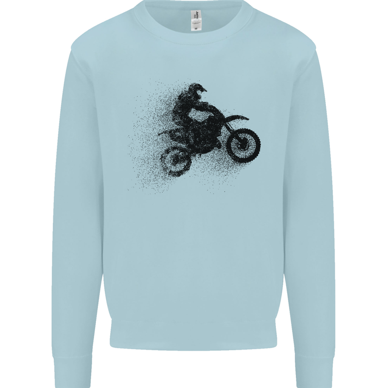 Abstract Motocross Rider Dirt Bike Mens Sweatshirt Jumper Light Blue