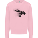 Abstract Motocross Rider Dirt Bike Mens Sweatshirt Jumper Light Pink