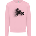 Abstract Motocross Rider Dirt Bike Mens Sweatshirt Jumper Light Pink