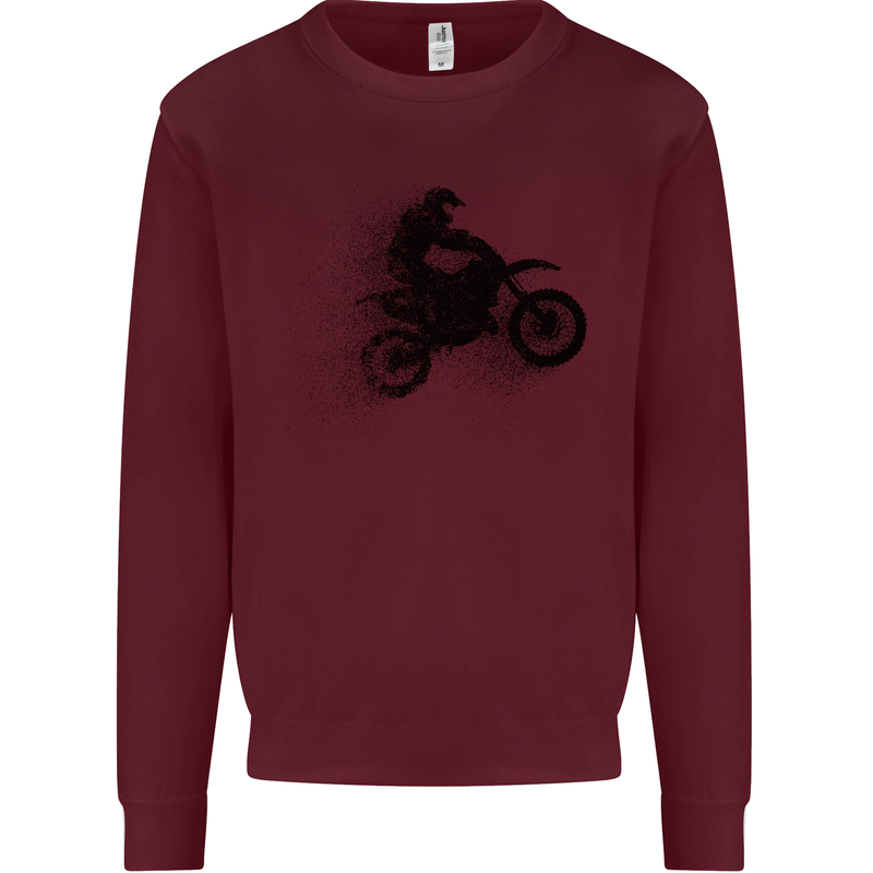 Abstract Motocross Rider Dirt Bike Mens Sweatshirt Jumper Maroon