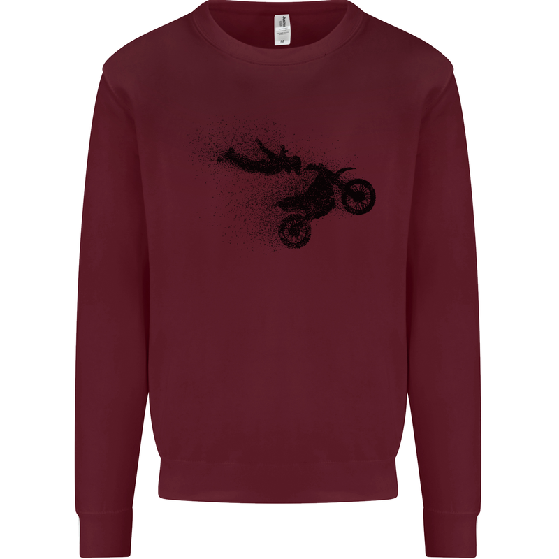 Abstract Motocross Rider Dirt Bike Mens Sweatshirt Jumper Maroon
