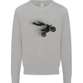 Abstract Motocross Rider Dirt Bike Mens Sweatshirt Jumper Sports Grey