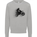 Abstract Motocross Rider Dirt Bike Mens Sweatshirt Jumper Sports Grey