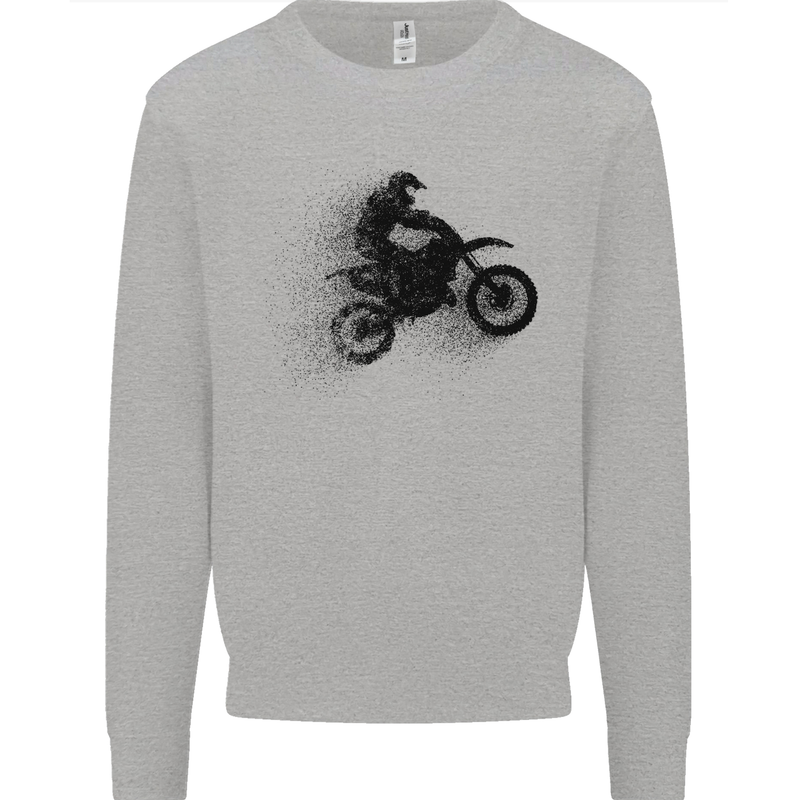 Abstract Motocross Rider Dirt Bike Mens Sweatshirt Jumper Sports Grey