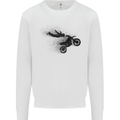 Abstract Motocross Rider Dirt Bike Mens Sweatshirt Jumper White