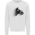Abstract Motocross Rider Dirt Bike Mens Sweatshirt Jumper White