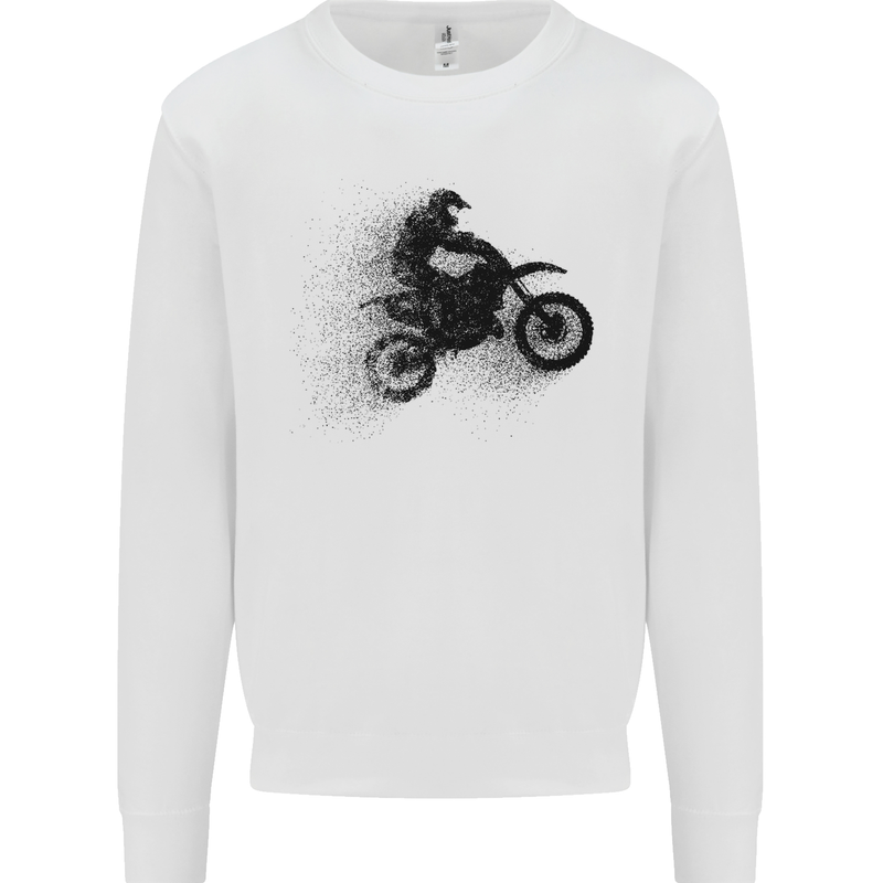 Abstract Motocross Rider Dirt Bike Mens Sweatshirt Jumper White