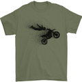 Abstract Motocross Rider Dirt Bike Mens T-Shirt Cotton Gildan Military Green