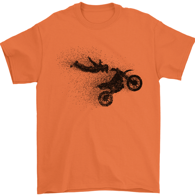 Abstract Motocross Rider Dirt Bike Mens T-Shirt Cotton Gildan Orange