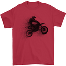 Abstract Motocross Rider Dirt Bike Mens T-Shirt Cotton Gildan Red