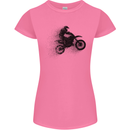 Abstract Motocross Rider Dirt Bike Womens Petite Cut T-Shirt Azalea