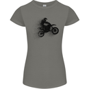 Abstract Motocross Rider Dirt Bike Womens Petite Cut T-Shirt Charcoal