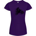 Abstract Motocross Rider Dirt Bike Womens Petite Cut T-Shirt Purple