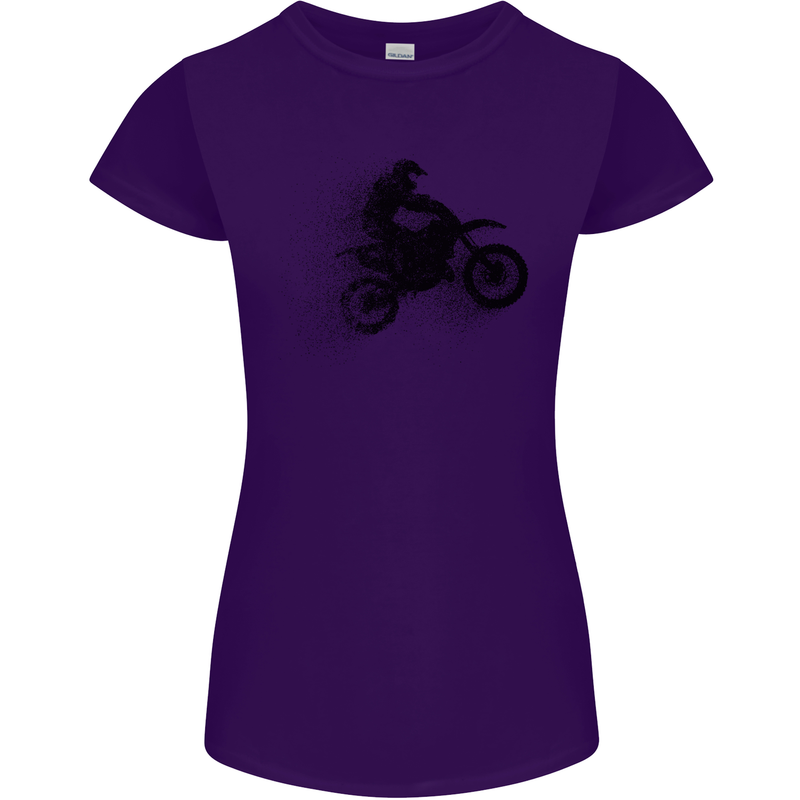 Abstract Motocross Rider Dirt Bike Womens Petite Cut T-Shirt Purple