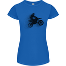 Abstract Motocross Rider Dirt Bike Womens Petite Cut T-Shirt Royal Blue