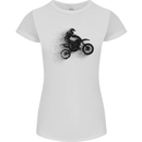 Abstract Motocross Rider Dirt Bike Womens Petite Cut T-Shirt White