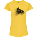 Abstract Motocross Rider Dirt Bike Womens Petite Cut T-Shirt Yellow