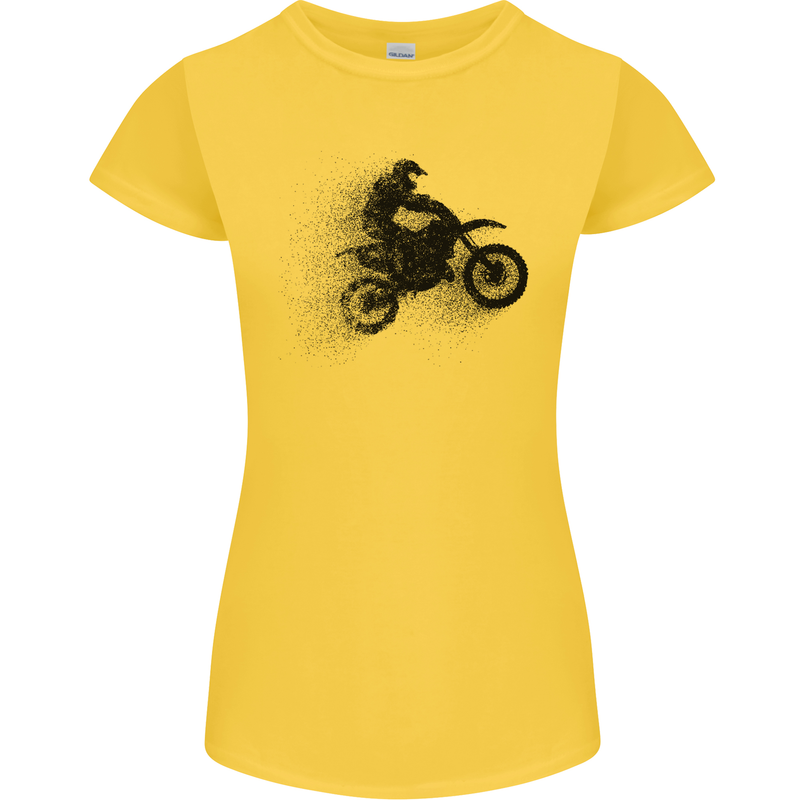 Abstract Motocross Rider Dirt Bike Womens Petite Cut T-Shirt Yellow