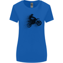 Abstract Motocross Rider Dirt Bike Womens Wider Cut T-Shirt Royal Blue