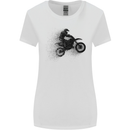 Abstract Motocross Rider Dirt Bike Womens Wider Cut T-Shirt White