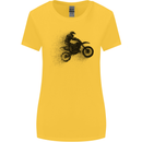 Abstract Motocross Rider Dirt Bike Womens Wider Cut T-Shirt Yellow
