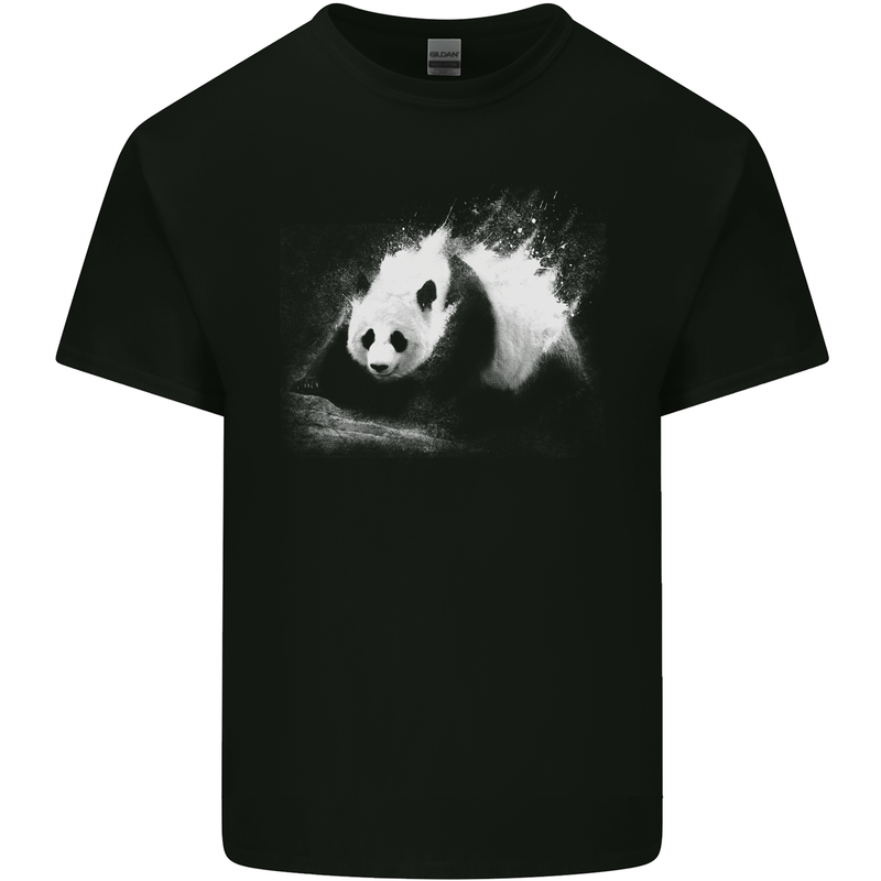 Abstract Panda Bear Ecology Mens Cotton T-Shirt Tee Top Black