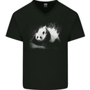 Abstract Panda Bear Ecology Mens V-Neck Cotton T-Shirt Black