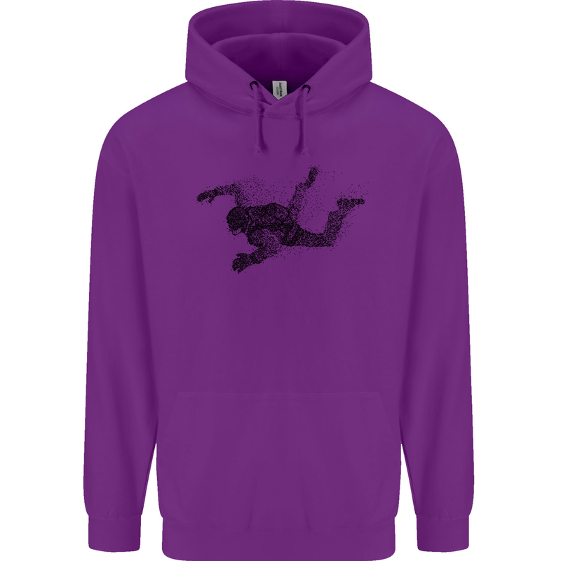 Abstract Parachutist Freefall Skydiving Childrens Kids Hoodie Purple